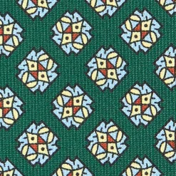 CRAVATTA SARTORIALE CLASSICA IN SETA VERDE SCURO Microfantasia fiore