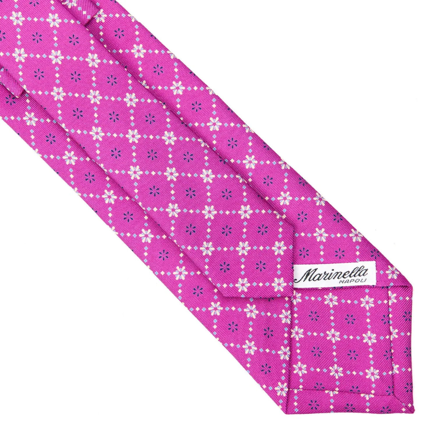 CRAVATTA SARTORIALE CLASSICA IN SETA FUCSIA Microfantasia fiore