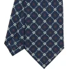 CRAVATTA SARTORIALE CLASSICA IN SETA BLU SCURO Microfantasia fiore