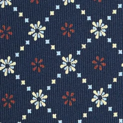 CRAVATTA SARTORIALE CLASSICA IN SETA BLU SCURO Microfantasia fiore