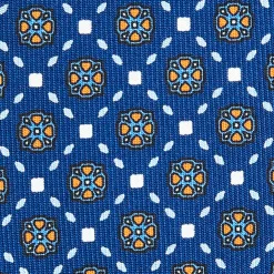 CRAVATTA SARTORIALE CLASSICA IN SETA BLU Microfantasia fiore