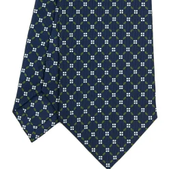 CRAVATTA SARTORIALE CLASSICA IN SETA BLU SCURO Microfantasia fiore