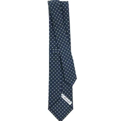 CRAVATTA SARTORIALE CLASSICA IN SETA BLU SCURO Microfantasia fiore