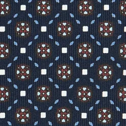 CRAVATTA SARTORIALE CLASSICA IN SETA BLU SCURO Microfantasia fiore