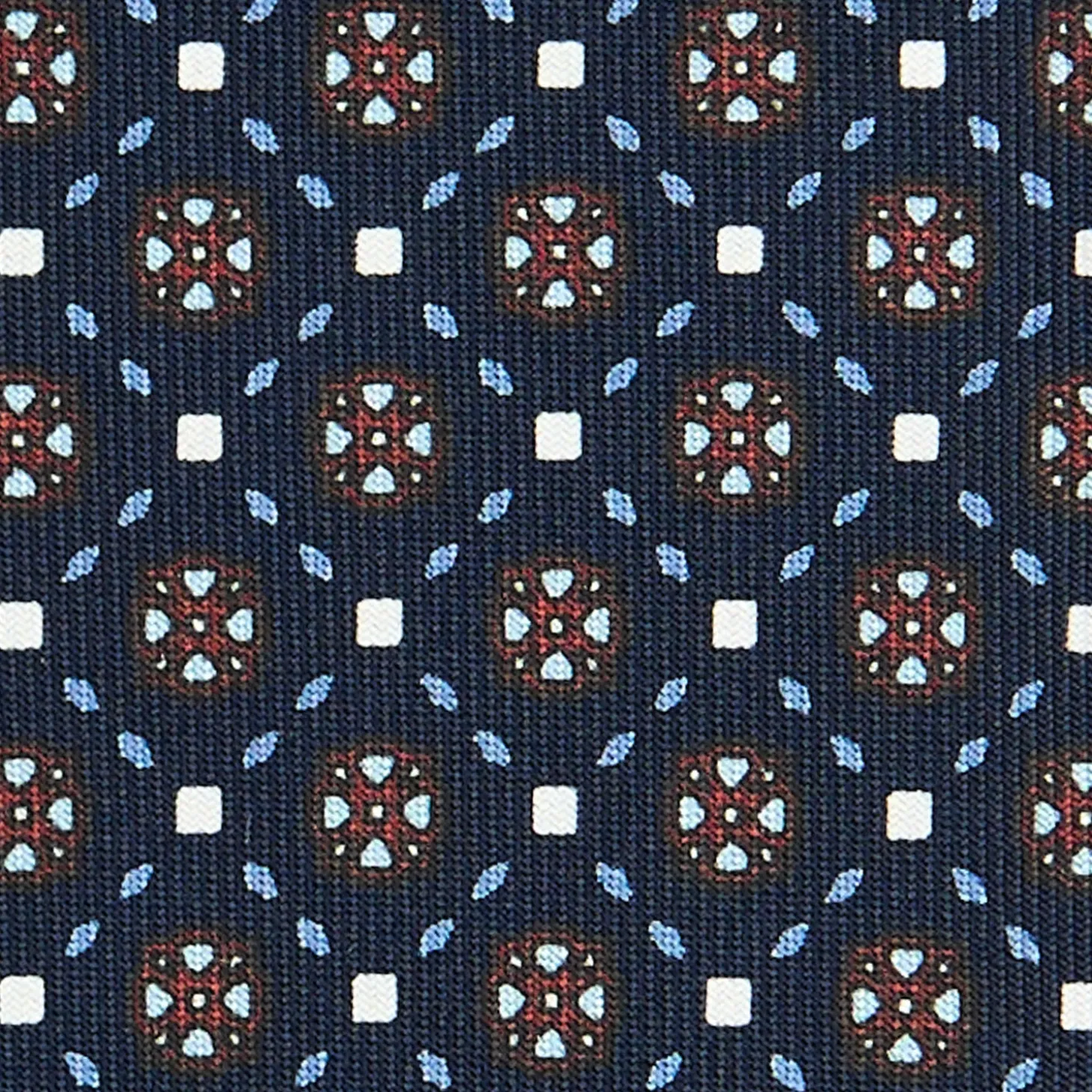 CRAVATTA SARTORIALE CLASSICA IN SETA BLU SCURO Microfantasia fiore