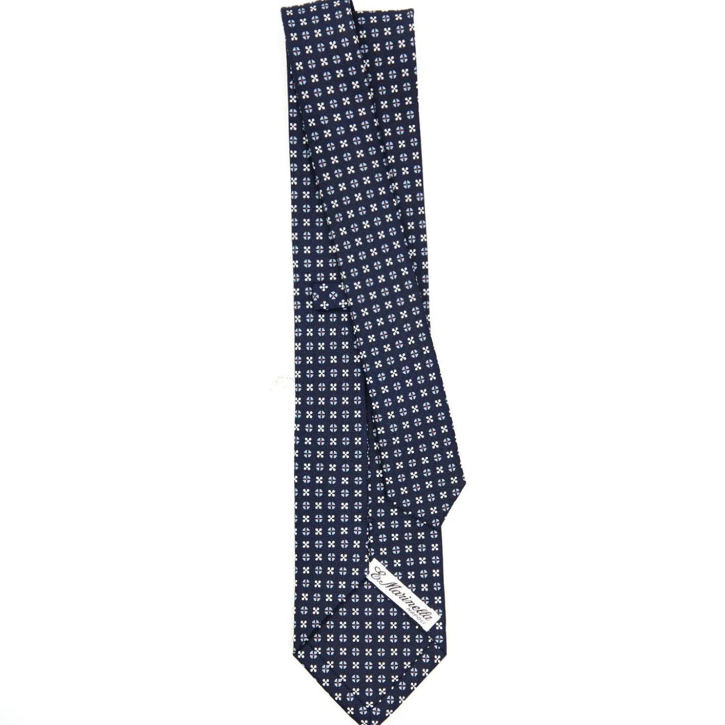 CRAVATTA SARTORIALE CLASSICA IN SETA BLU SCURO Microfantasia fiore