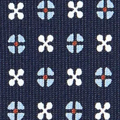 CRAVATTA SARTORIALE CLASSICA IN SETA BLU SCURO Microfantasia fiore