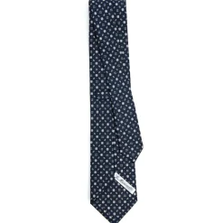 CRAVATTA SARTORIALE CLASSICA IN SETA BLU SCURO Microfantasia fiore