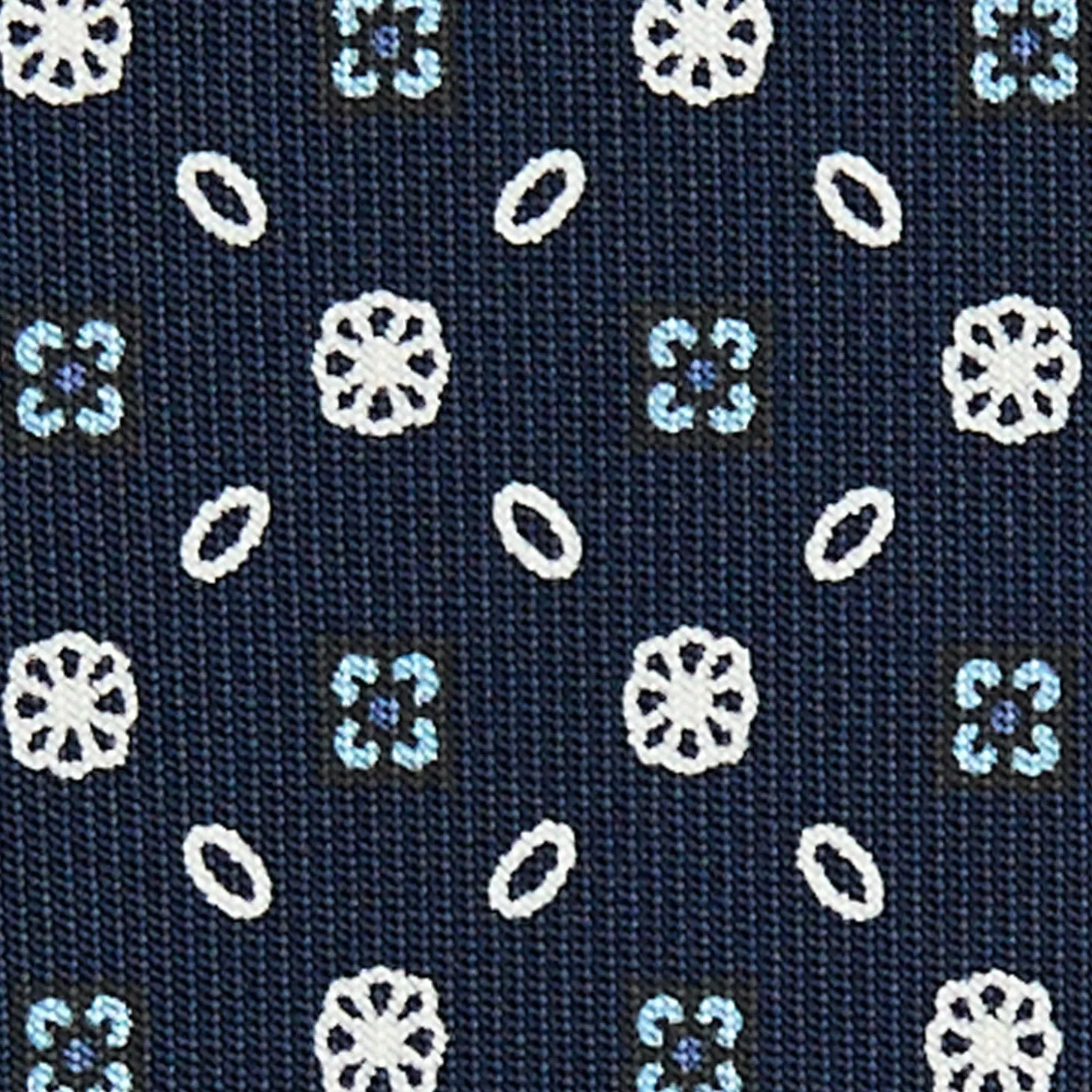 CRAVATTA SARTORIALE CLASSICA IN SETA BLU SCURO Microfantasia fiore