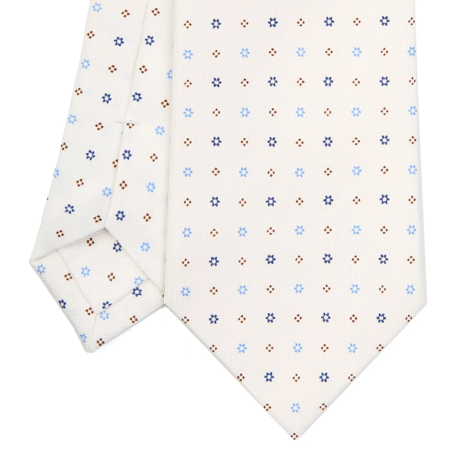 CRAVATTA SARTORIALE CLASSICA IN SETA BIANCA Microfantasia fiore