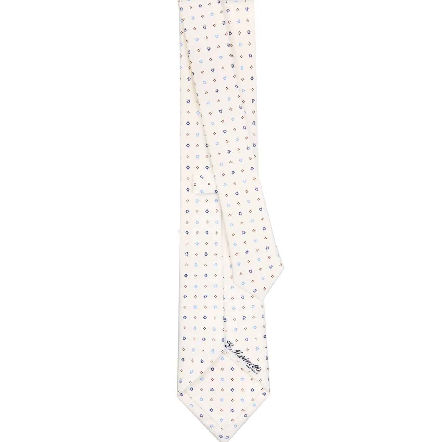 CRAVATTA SARTORIALE CLASSICA IN SETA BIANCA Microfantasia fiore