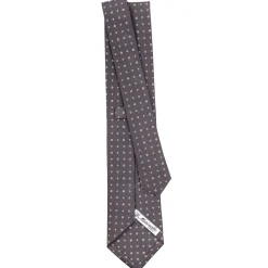 CRAVATTA SARTORIALE CLASSICA IN SETA GRIGIO SCURO Microfantasia fiore