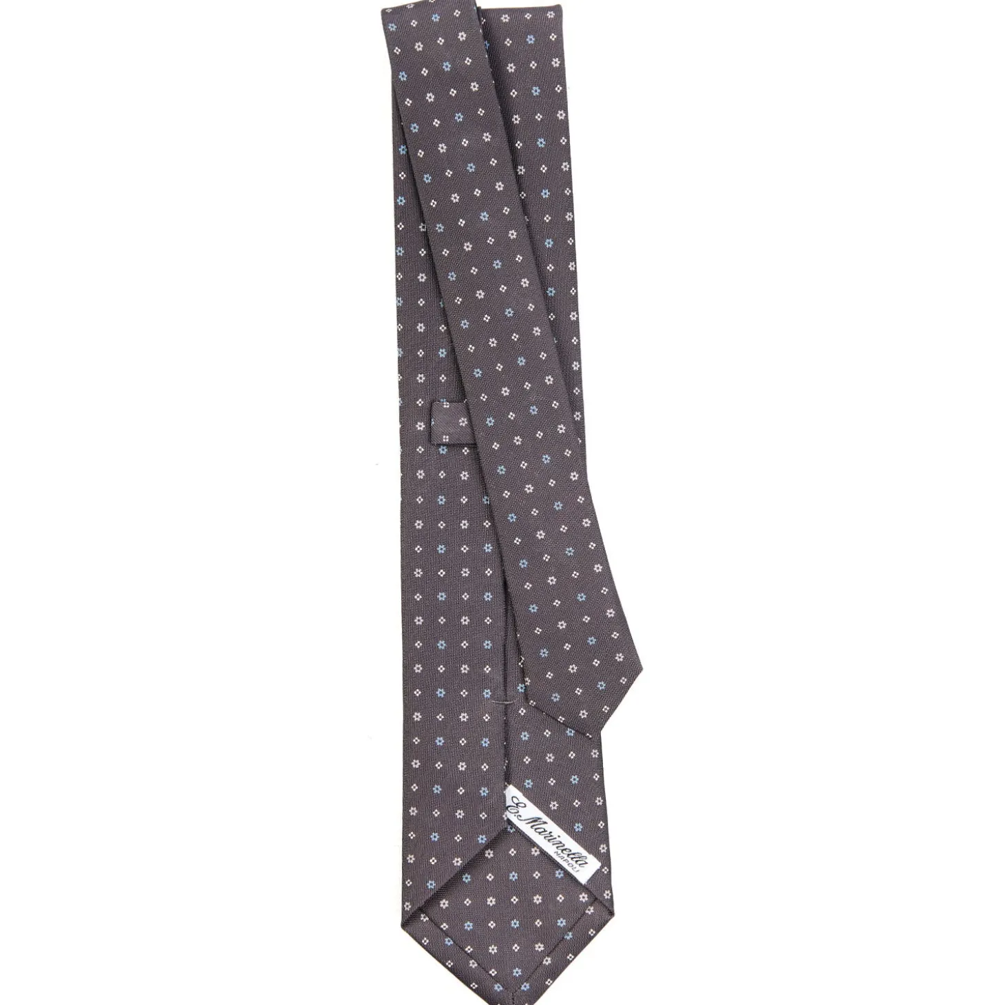 CRAVATTA SARTORIALE CLASSICA IN SETA GRIGIO SCURO Microfantasia fiore