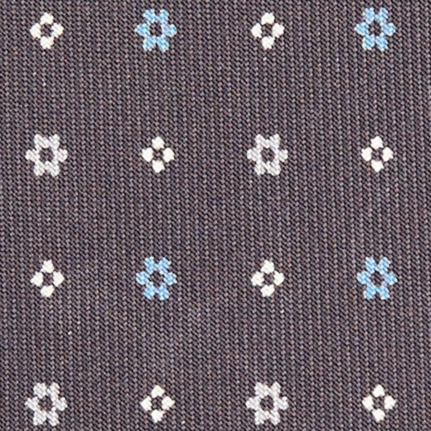 CRAVATTA SARTORIALE CLASSICA IN SETA GRIGIO SCURO Microfantasia fiore
