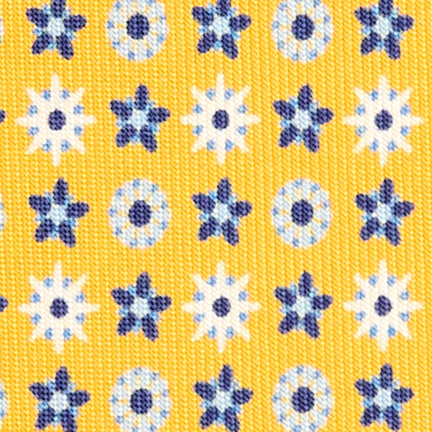 CRAVATTA SARTORIALE CLASSICA IN SETA GIALLA Microfantasia fiore
