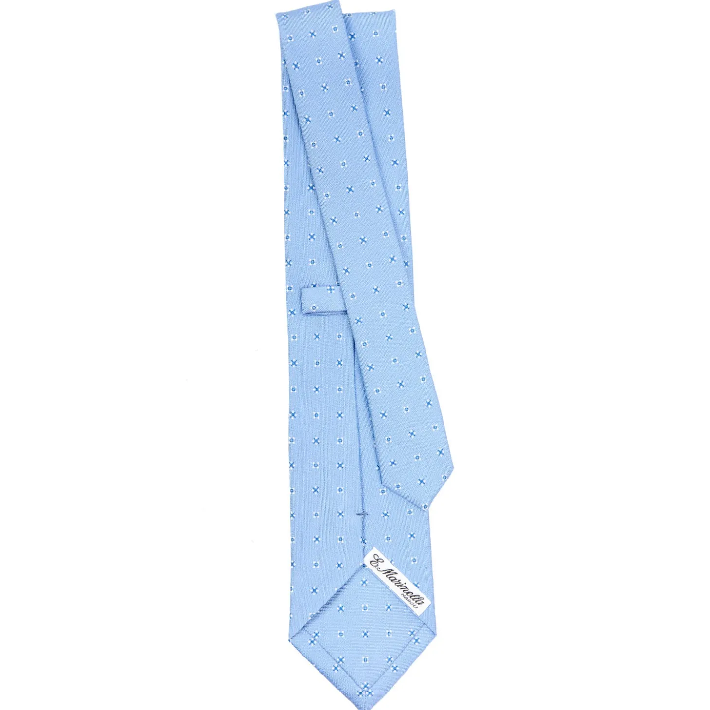 CRAVATTA SARTORIALE CLASSICA IN SETA AZZURRA Microfantasia fiore