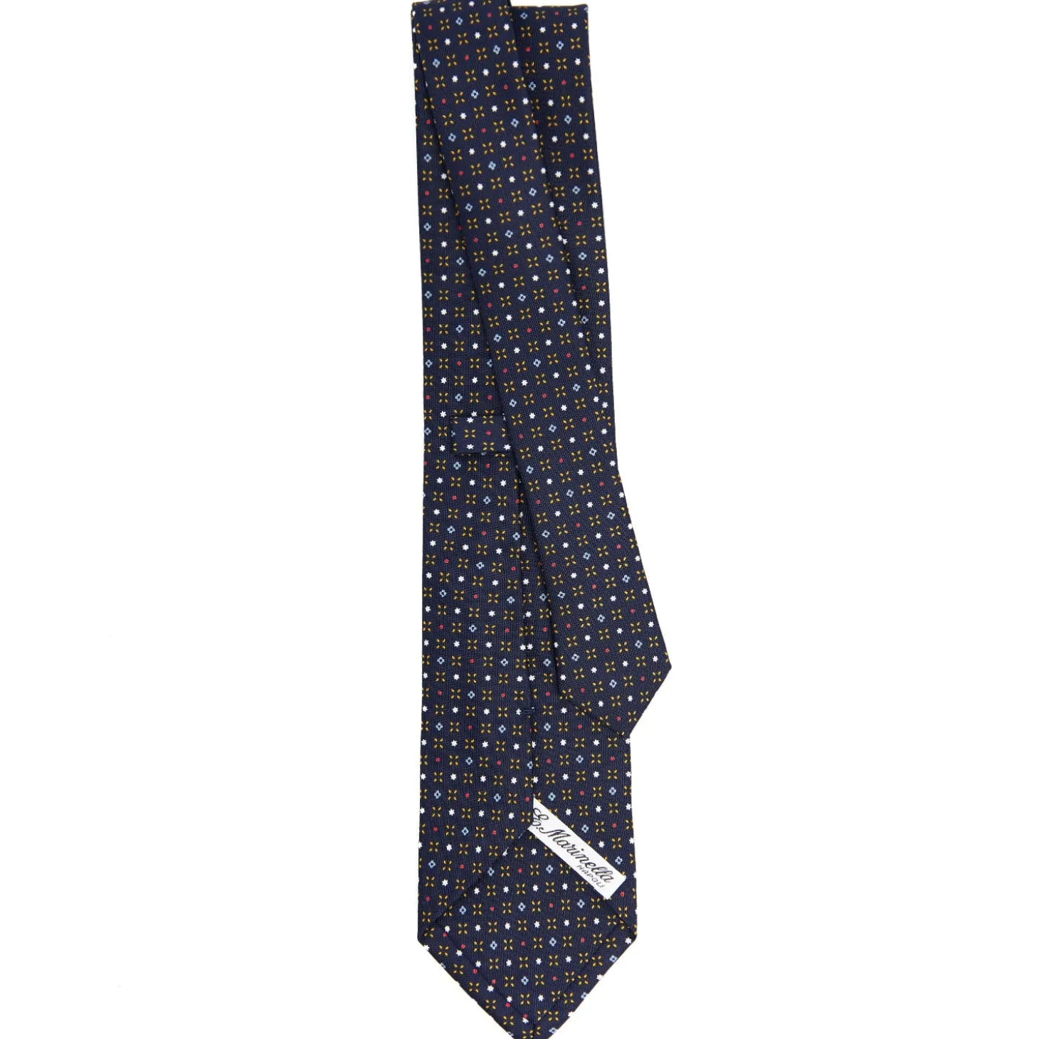 CRAVATTA SARTORIALE CLASSICA IN SETA BLU SCURO Microfantasia fiore