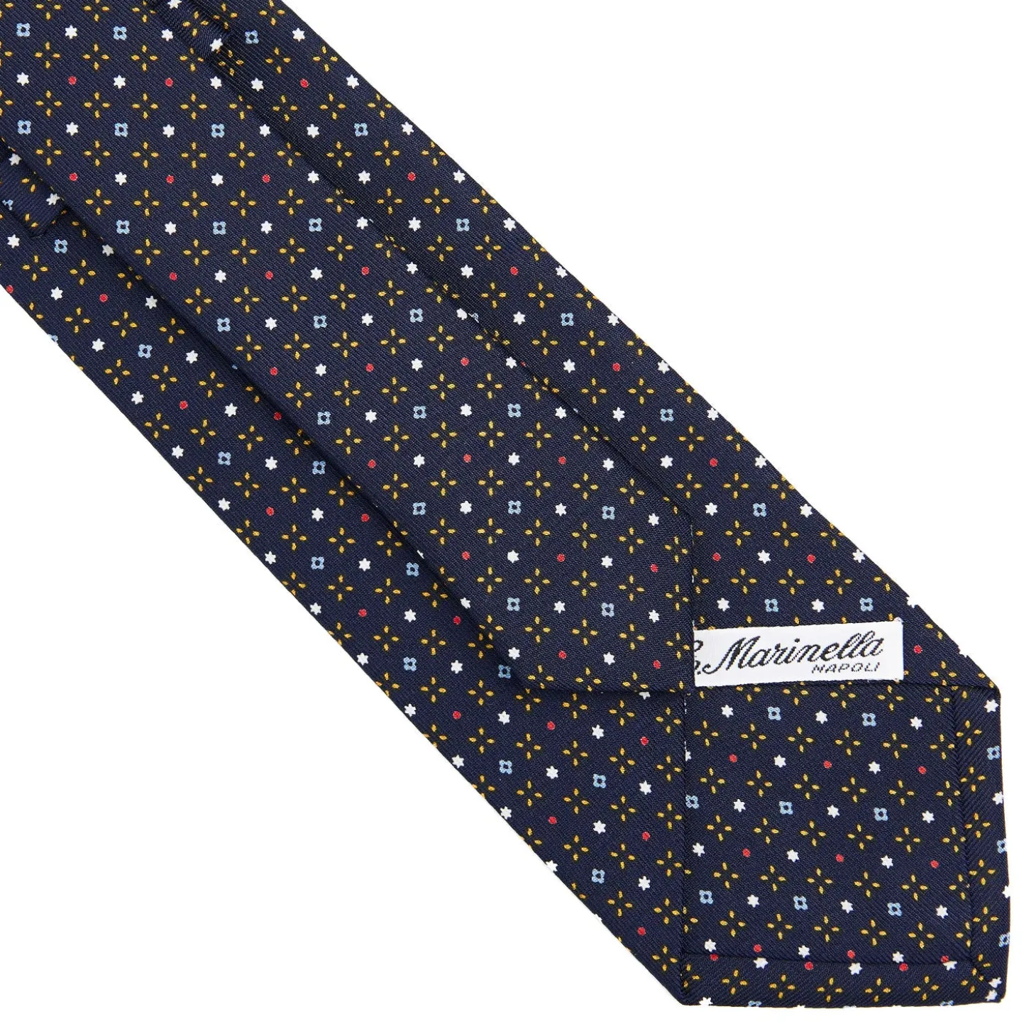 CRAVATTA SARTORIALE CLASSICA IN SETA BLU SCURO Microfantasia fiore
