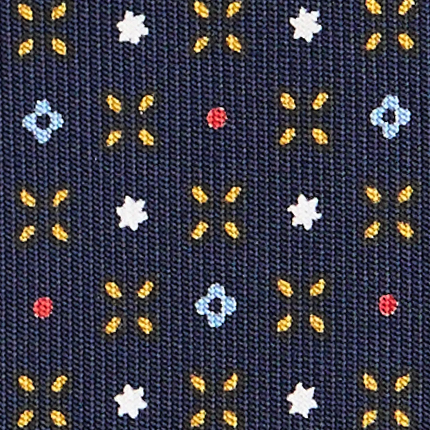 CRAVATTA SARTORIALE CLASSICA IN SETA BLU SCURO Microfantasia fiore
