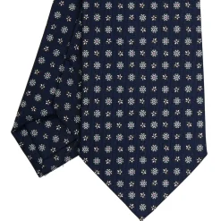 CRAVATTA SARTORIALE CLASSICA IN SETA BLU SCURO Microfantasia fiore