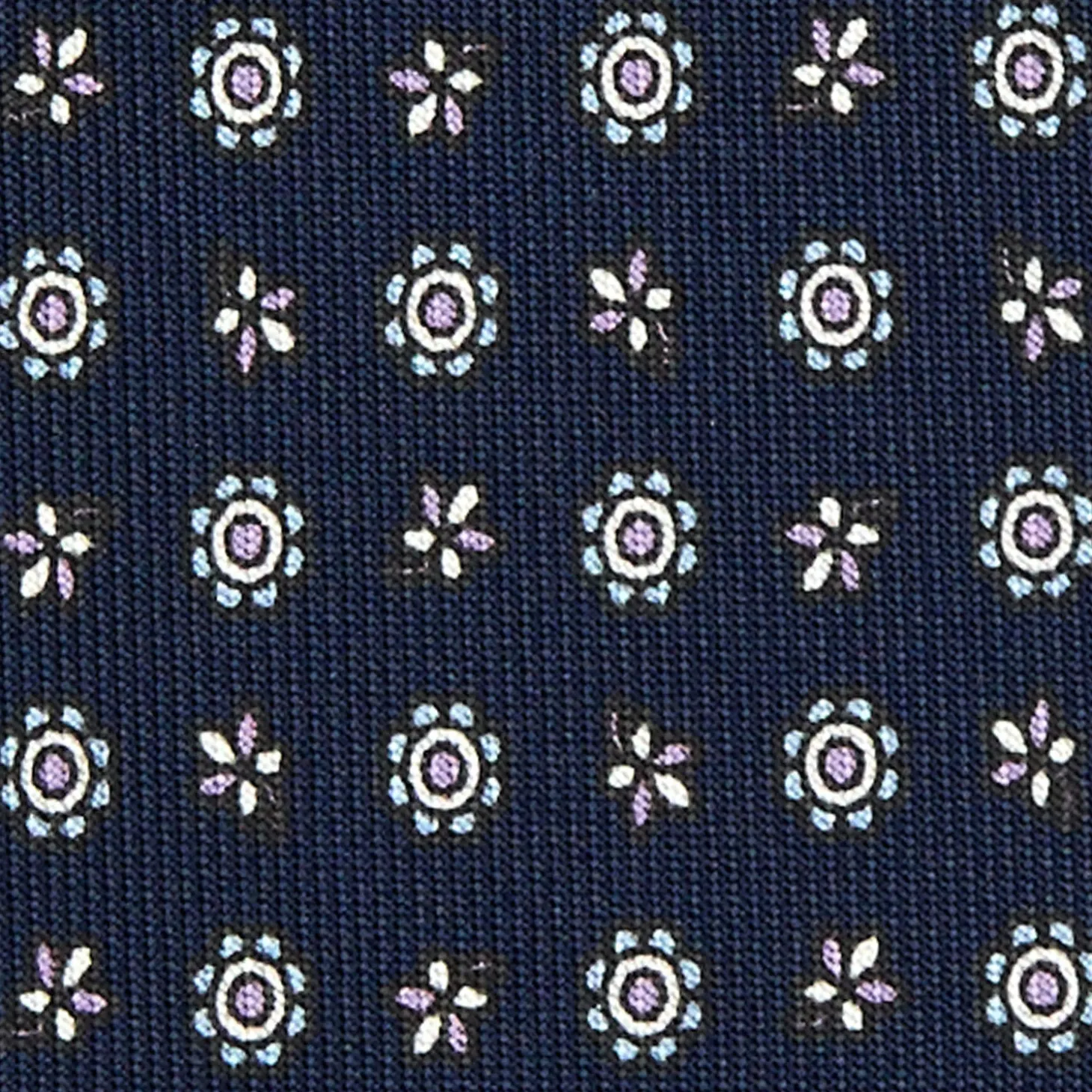 CRAVATTA SARTORIALE CLASSICA IN SETA BLU SCURO Microfantasia fiore