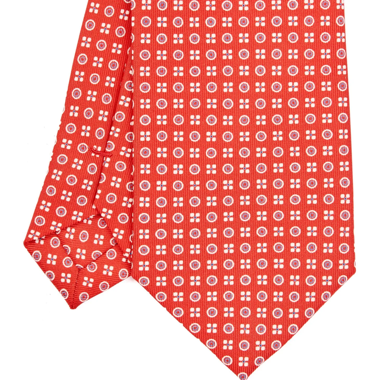 CRAVATTA SARTORIALE CLASSICA IN SETA ROSSA Microfantasia fiore