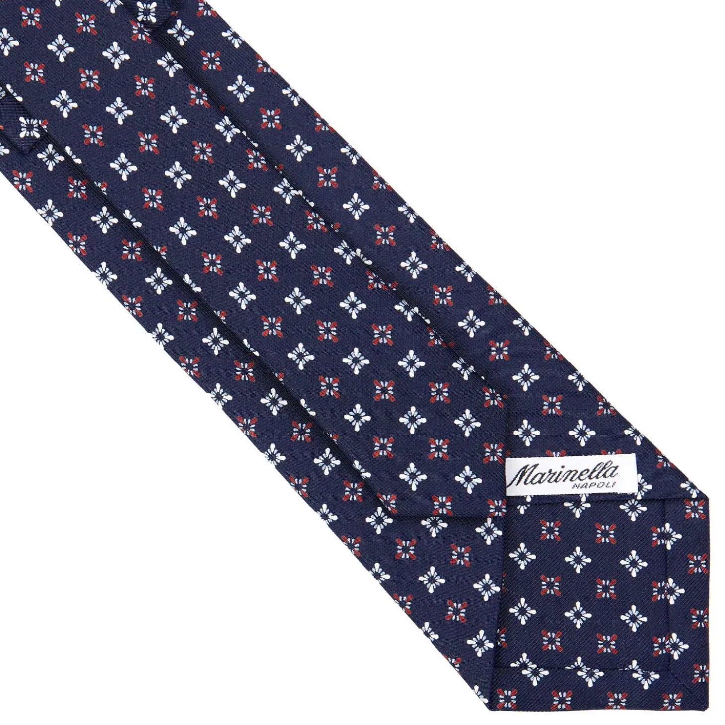 CRAVATTA SARTORIALE CLASSICA IN SETA BLU SCURO Microfantasia fiore