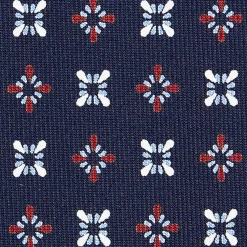 CRAVATTA SARTORIALE CLASSICA IN SETA BLU SCURO Microfantasia fiore