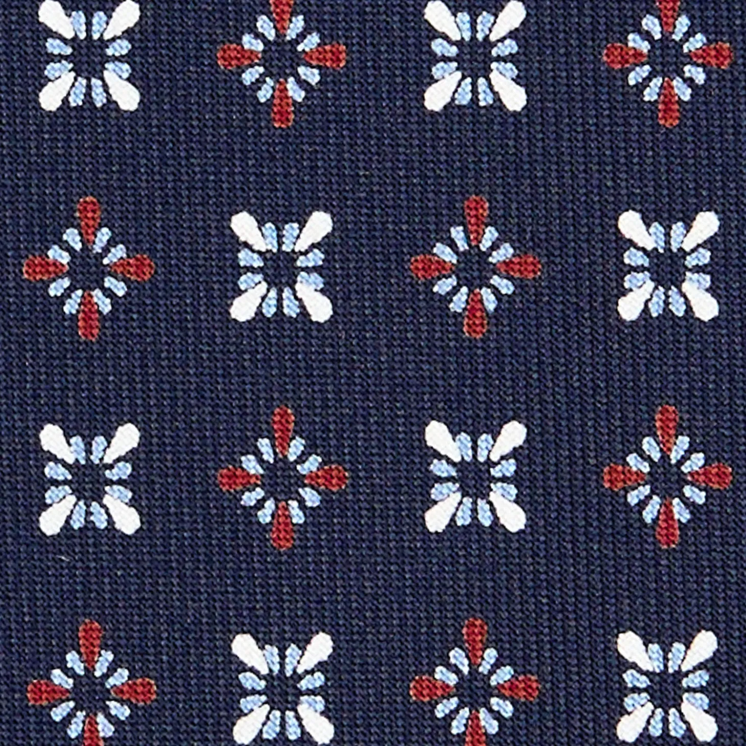 CRAVATTA SARTORIALE CLASSICA IN SETA BLU SCURO Microfantasia fiore
