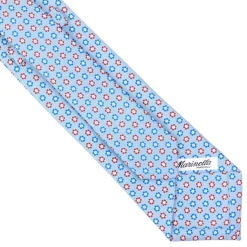 CRAVATTA SARTORIALE CLASSICA IN SETA AZZURRA Microfantasia fiore