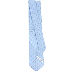 CRAVATTA SARTORIALE CLASSICA IN SETA AZZURRA Microfantasia fiore