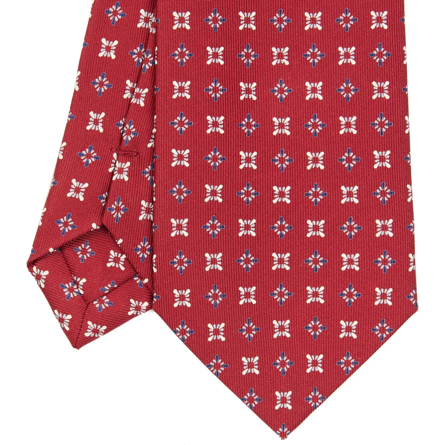 CRAVATTA SARTORIALE CLASSICA IN SETA BORDEAUX Microfantasia fiore