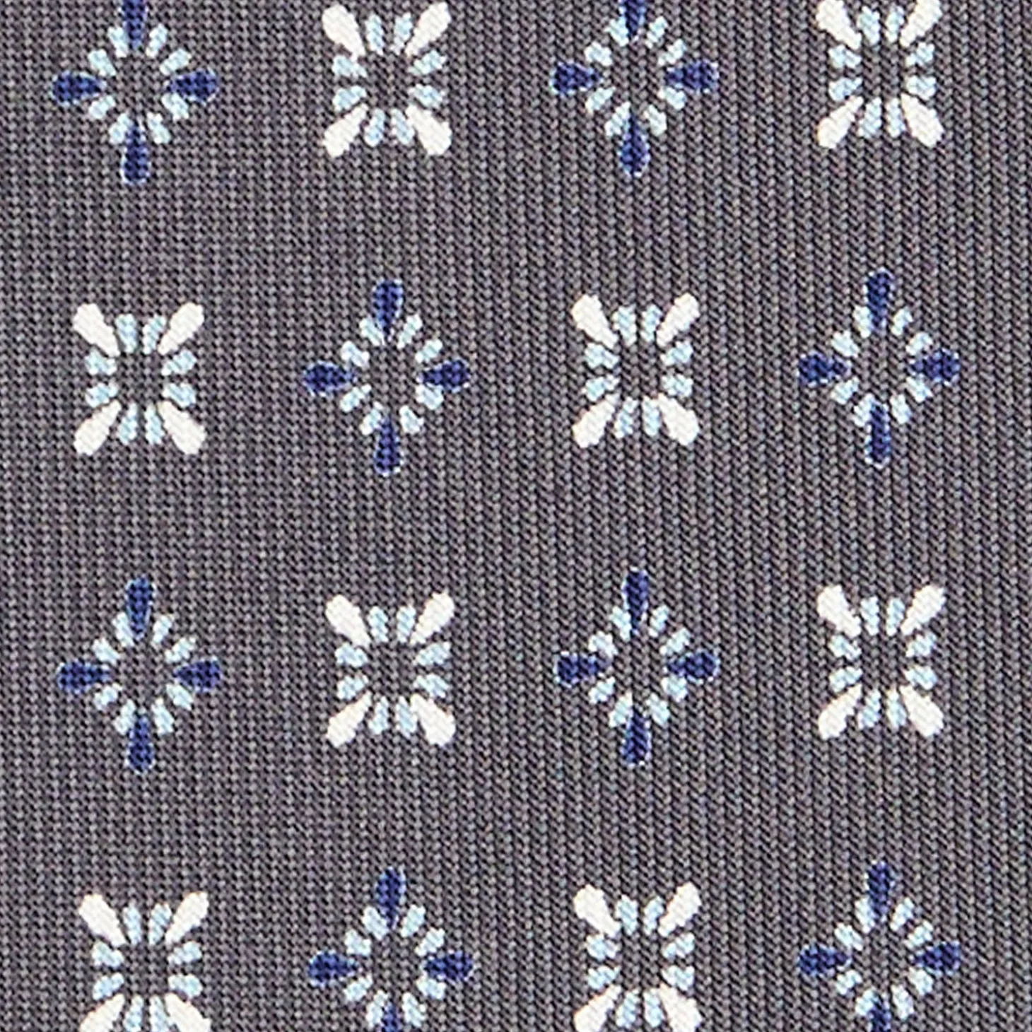CRAVATTA SARTORIALE CLASSICA IN SETA GRIGIO SCURO Microfantasia fiore