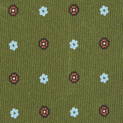 CRAVATTA SARTORIALE CLASSICA IN SETA VERDE OLIVA Microfantasia fiore