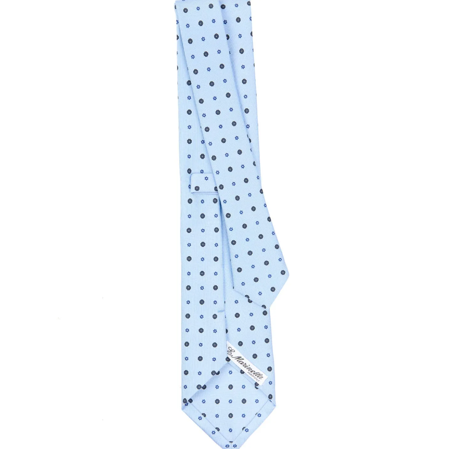 CRAVATTA SARTORIALE CLASSICA IN SETA AZZURRA Microfantasia fiore