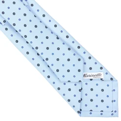 CRAVATTA SARTORIALE CLASSICA IN SETA AZZURRA Microfantasia fiore