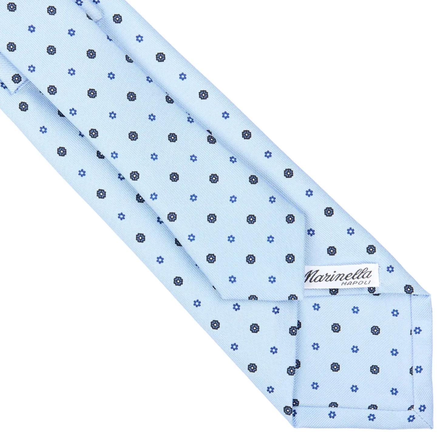 CRAVATTA SARTORIALE CLASSICA IN SETA AZZURRA Microfantasia fiore