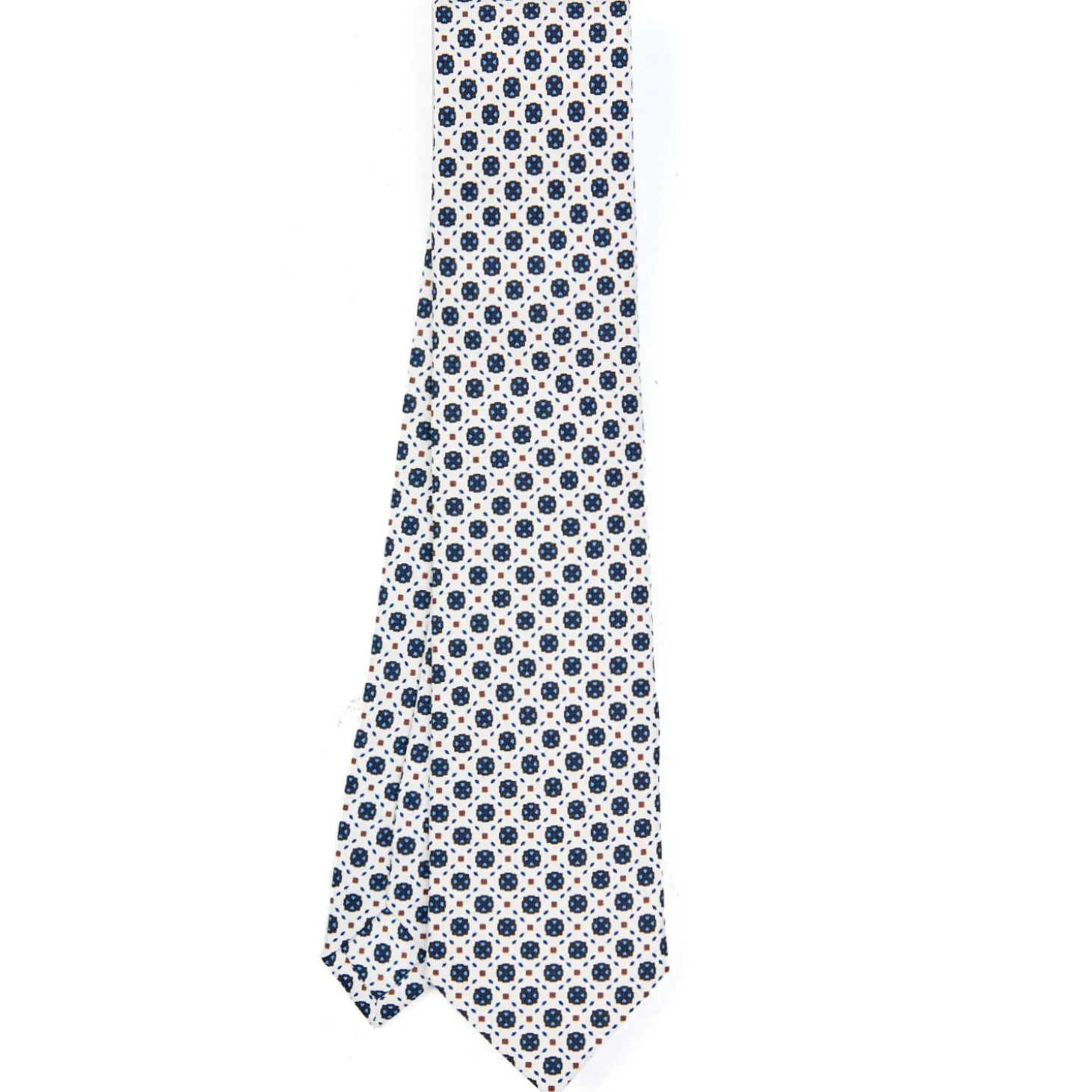 CRAVATTA SARTORIALE CLASSICA IN SETA BIANCA Microfantasia fiore
