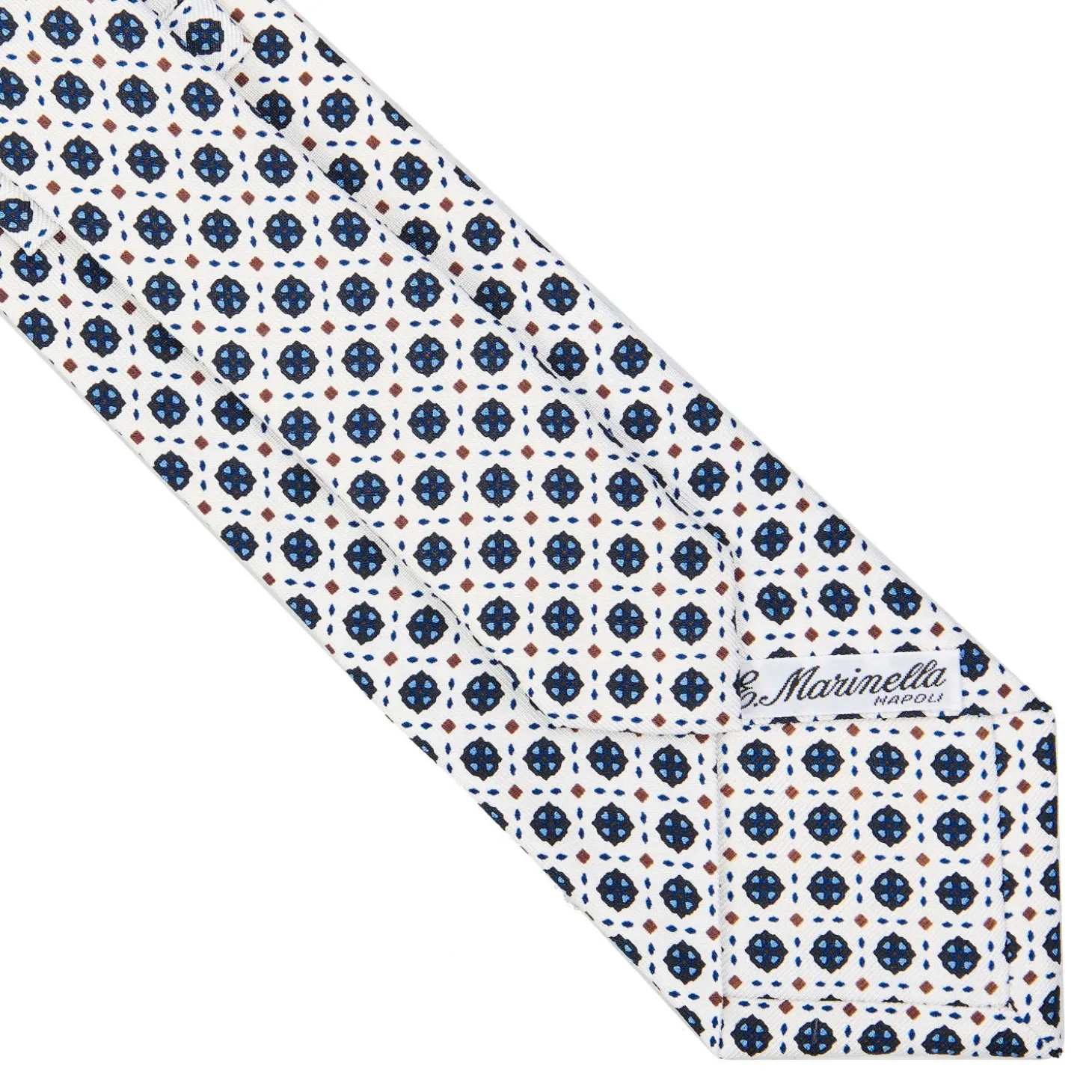 CRAVATTA SARTORIALE CLASSICA IN SETA BIANCA Microfantasia fiore