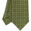 CRAVATTA SARTORIALE CLASSICA IN SETA VERDE OLIVA Microfantasia fiore
