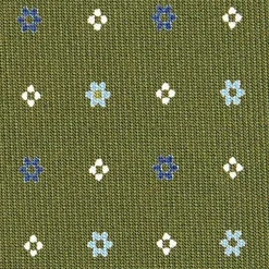 CRAVATTA SARTORIALE CLASSICA IN SETA VERDE OLIVA Microfantasia fiore