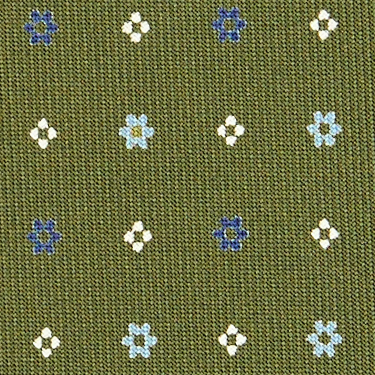 CRAVATTA SARTORIALE CLASSICA IN SETA VERDE OLIVA Microfantasia fiore