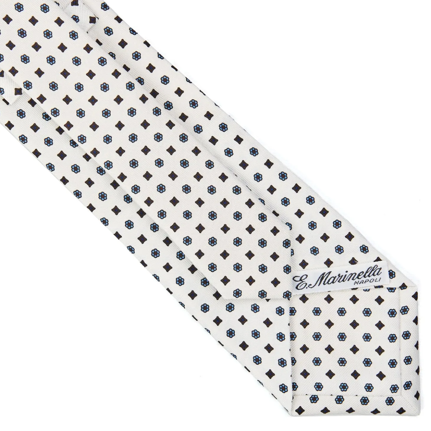 CRAVATTA SARTORIALE CLASSICA IN SETA BIANCA Microfantasia fiore