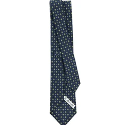 CRAVATTA SARTORIALE CLASSICA IN SETA BLU SCURO Microfantasia fiore