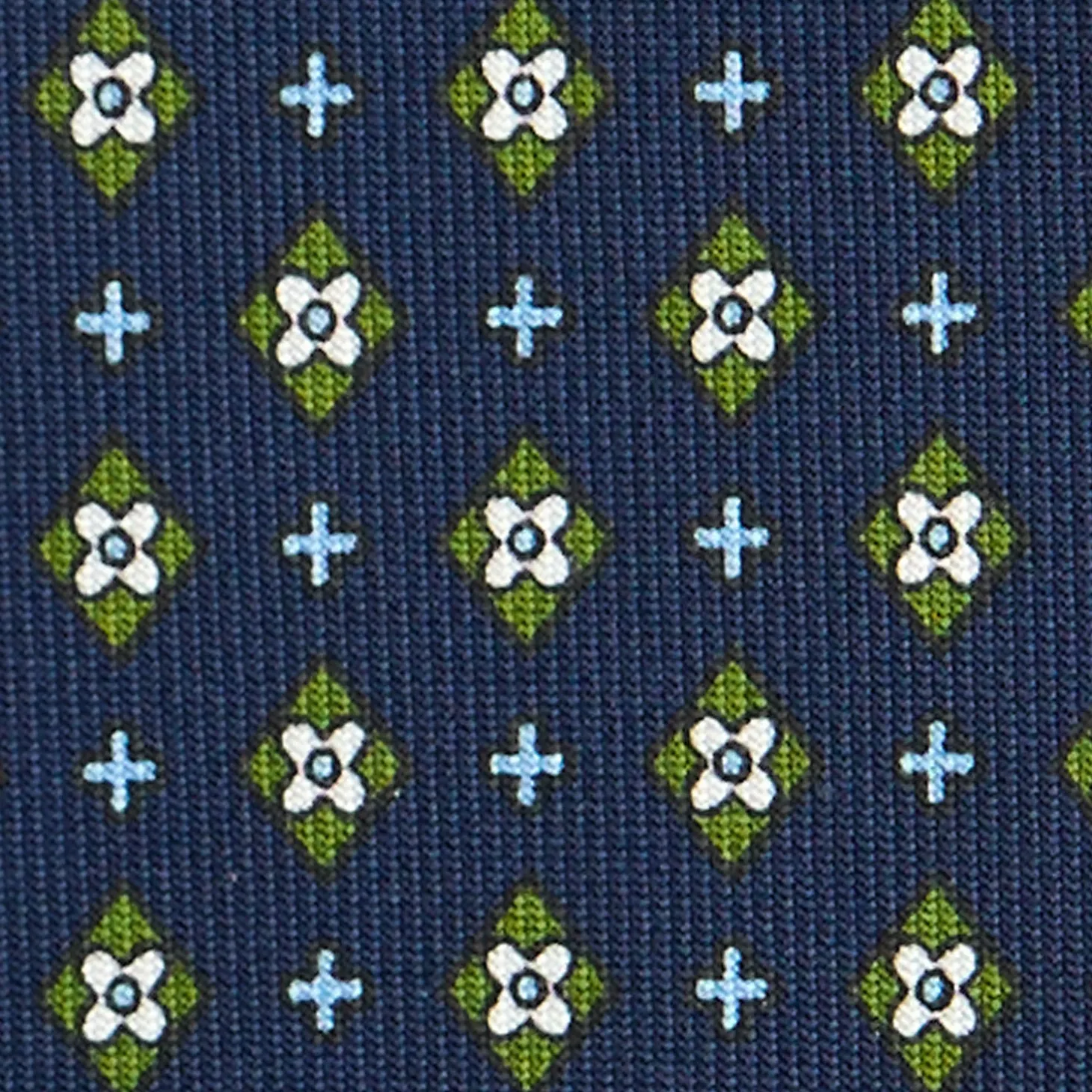 CRAVATTA SARTORIALE CLASSICA IN SETA BLU SCURO Microfantasia fiore
