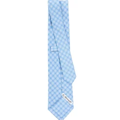 CRAVATTA SARTORIALE CLASSICA IN SETA AZZURRA Microfantasia fiore