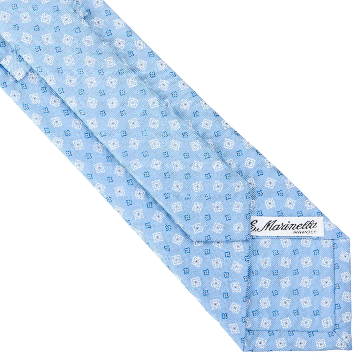 CRAVATTA SARTORIALE CLASSICA IN SETA AZZURRA Microfantasia fiore