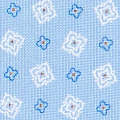 CRAVATTA SARTORIALE CLASSICA IN SETA AZZURRA Microfantasia fiore