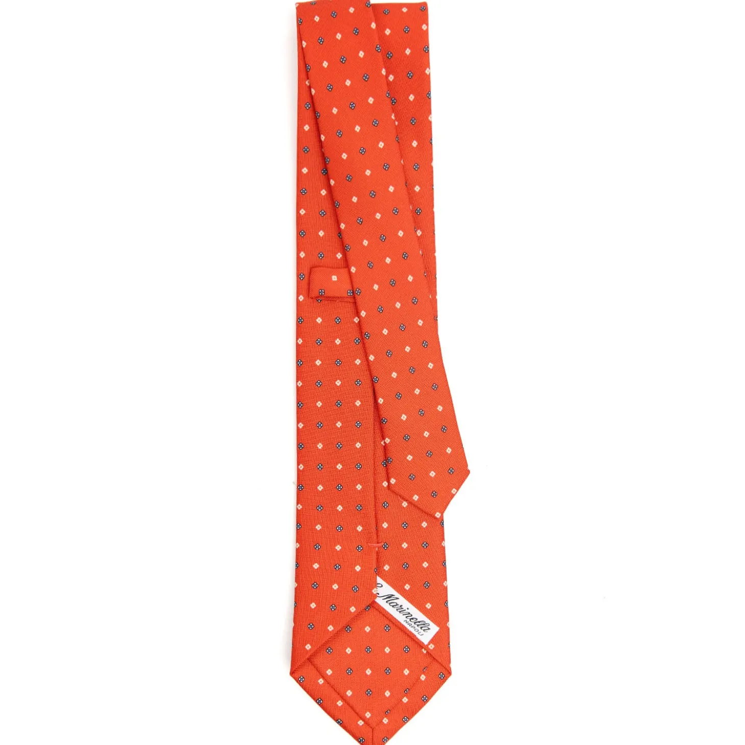 CRAVATTA SARTORIALE CLASSICA IN SETA ARANCIONE Microfantasia fiore