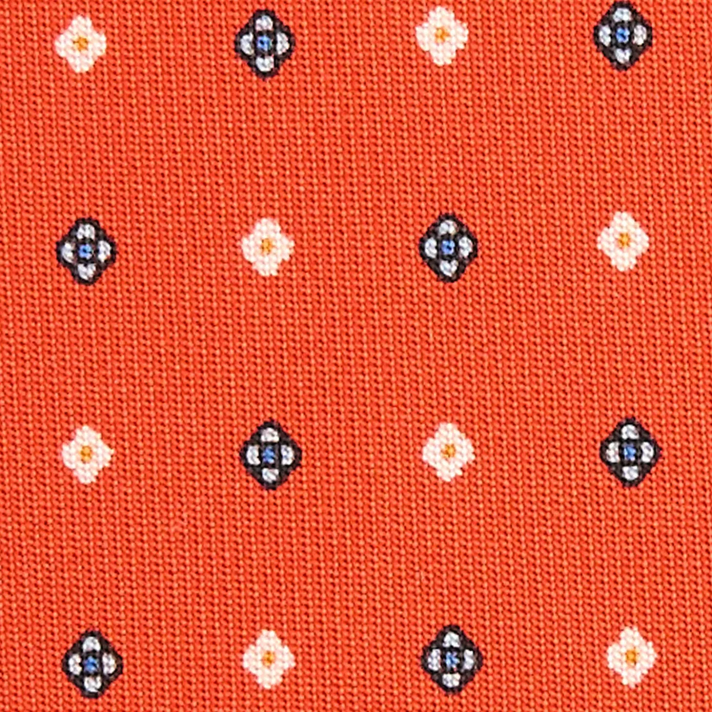 CRAVATTA SARTORIALE CLASSICA IN SETA ARANCIONE Microfantasia fiore